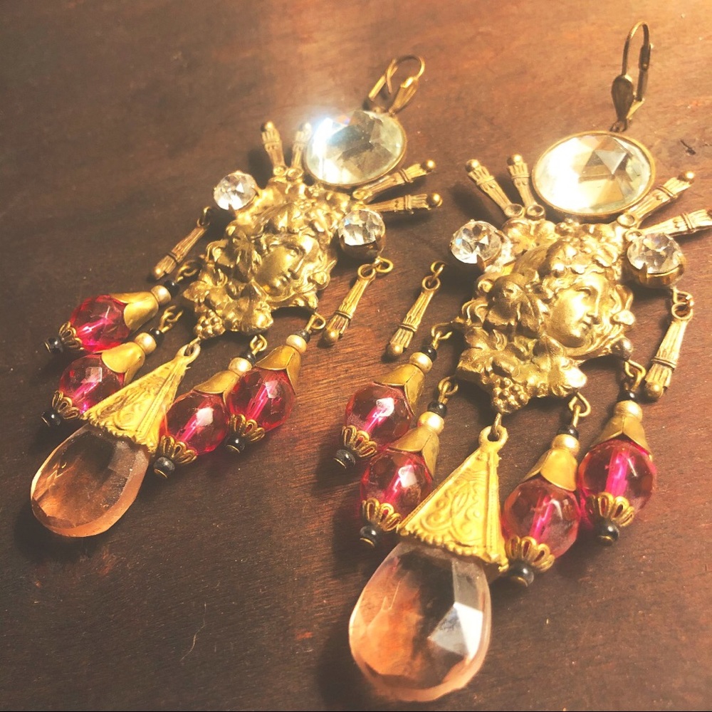 Worn Once Antique Vintage Czech Glass Earrings